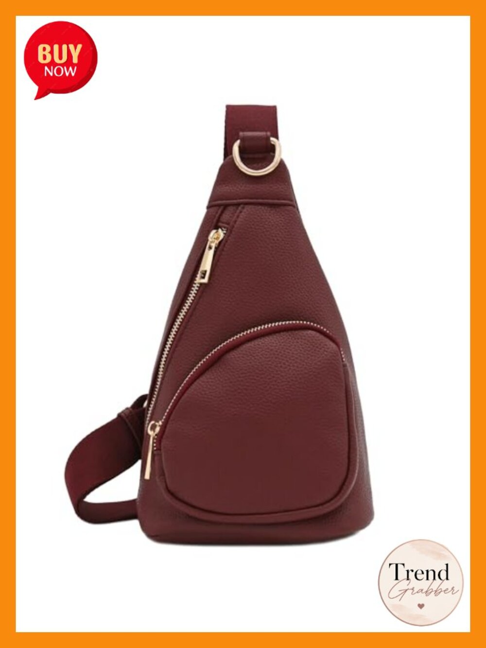 Compact Faux Leather Triangle Sling Bag Adjustable Crossbody